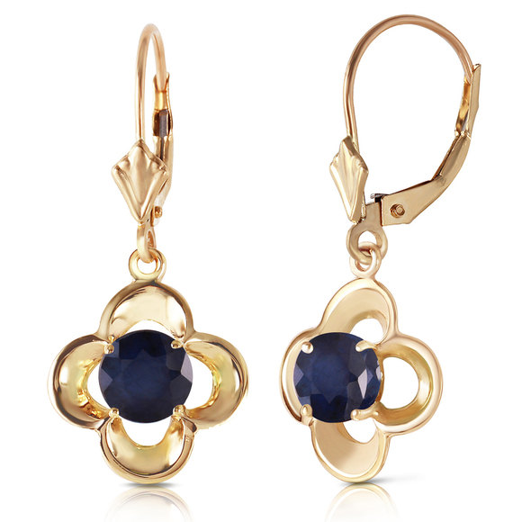 GOLD LEVERBACK EARRING WITH NATURAL SAPPHIRES (Yellow Gold)